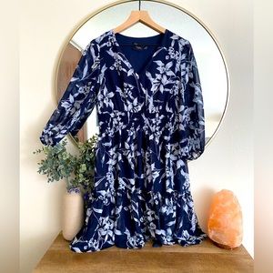 Navy Floral Cocktail Dress Size 8